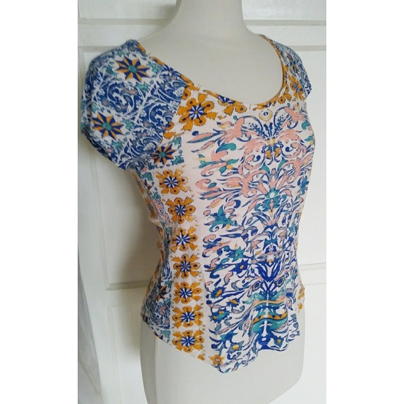 🌹3/$30 Lucky brand short Sleeve print top - Picture 2 of 4